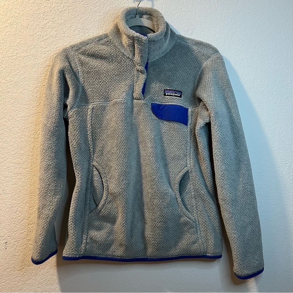 Women’s Patagonia gray fleece snap T pullover sweater size XS
